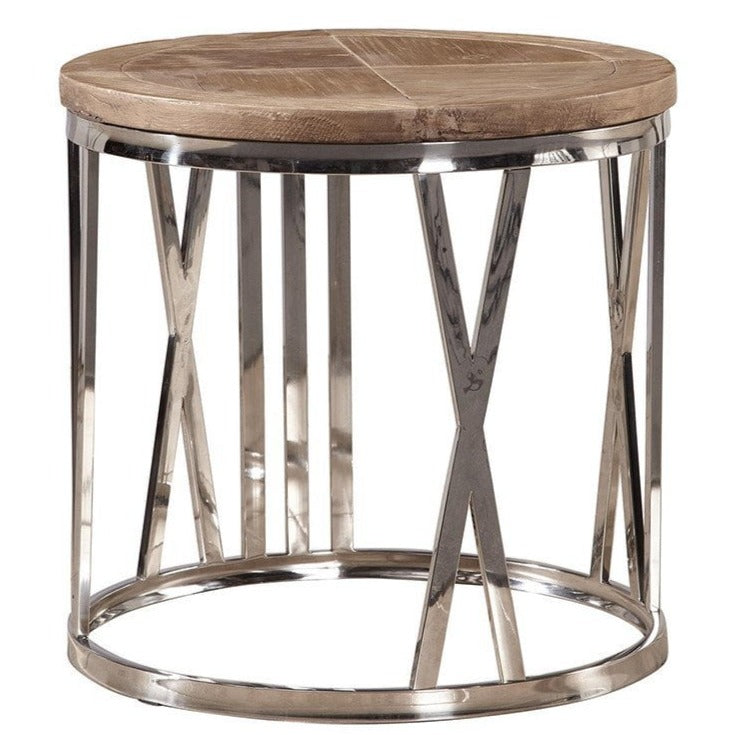 Round Stainless Steel End Table  | Side Table | Jordans Home